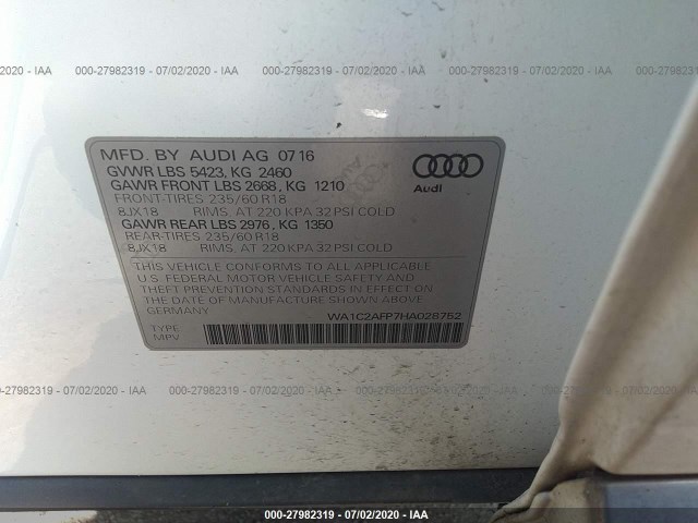 Photo 8 VIN: WA1C2AFP7HA028752 - AUDI Q5 