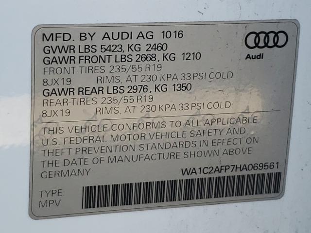 Photo 9 VIN: WA1C2AFP7HA069561 - AUDI Q5 PREMIUM 