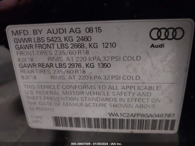 Photo 8 VIN: WA1C2AFP8GA046787 - AUDI Q5 