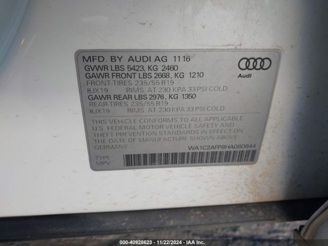 Photo 8 VIN: WA1C2AFP8HA080844 - AUDI Q5 