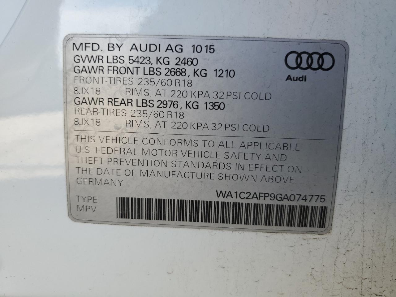 Photo 13 VIN: WA1C2AFP9GA074775 - AUDI Q5 