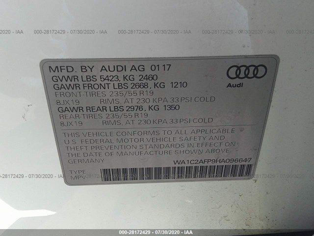 Photo 8 VIN: WA1C2AFP9HA096647 - AUDI Q5 