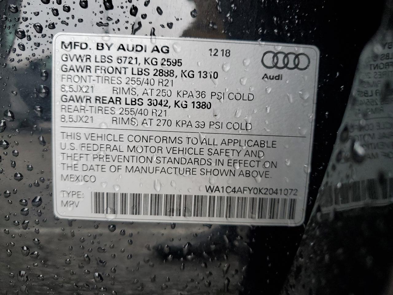 Photo 11 VIN: WA1C4AFY0K2041072 - AUDI SQ5 