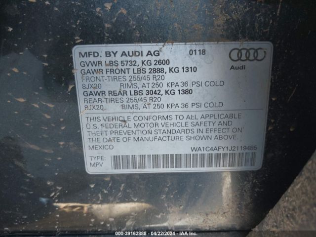 Photo 8 VIN: WA1C4AFY1J2119485 - AUDI SQ5 