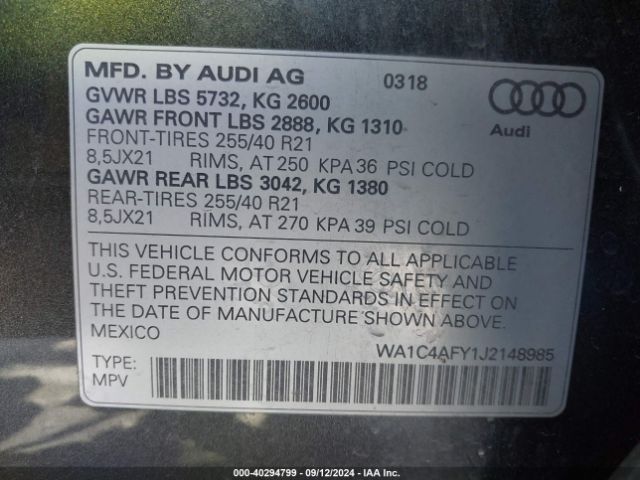 Photo 8 VIN: WA1C4AFY1J2148985 - AUDI SQ5 