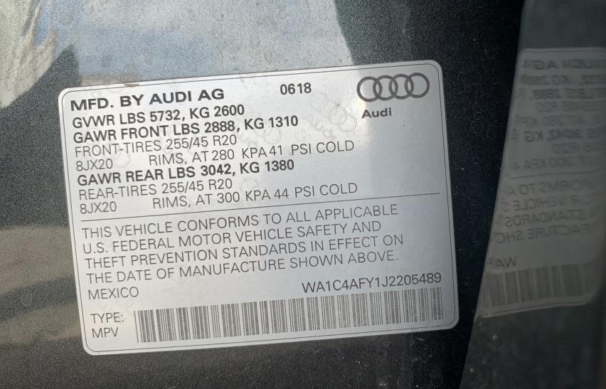 Photo 9 VIN: WA1C4AFY1J2205489 - AUDI SQ5 PRESTI 