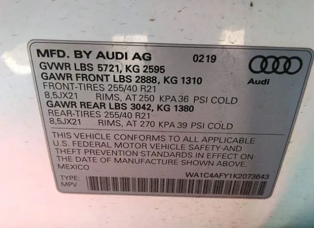 Photo 8 VIN: WA1C4AFY1K2073643 - AUDI SQ5 