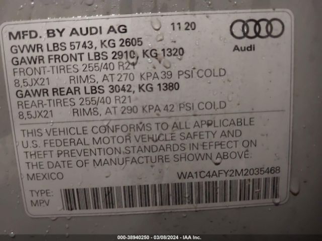 Photo 8 VIN: WA1C4AFY2M2035468 - AUDI SQ5 