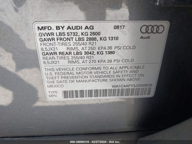 Photo 8 VIN: WA1C4AFY3J2049536 - AUDI SQ5 