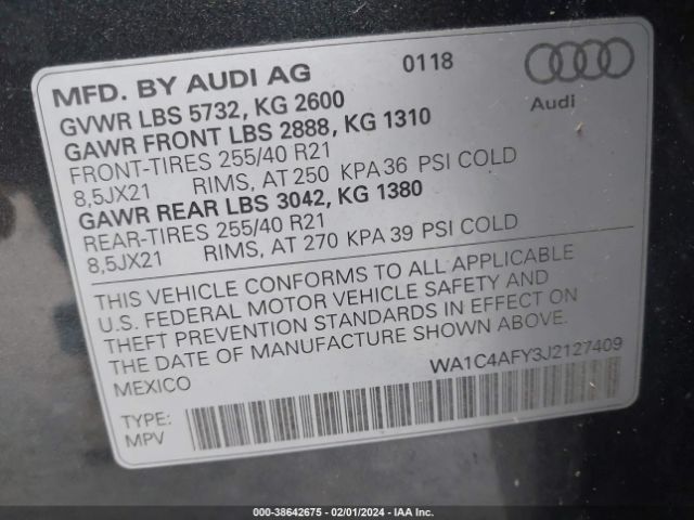 Photo 8 VIN: WA1C4AFY3J2127409 - AUDI SQ5 