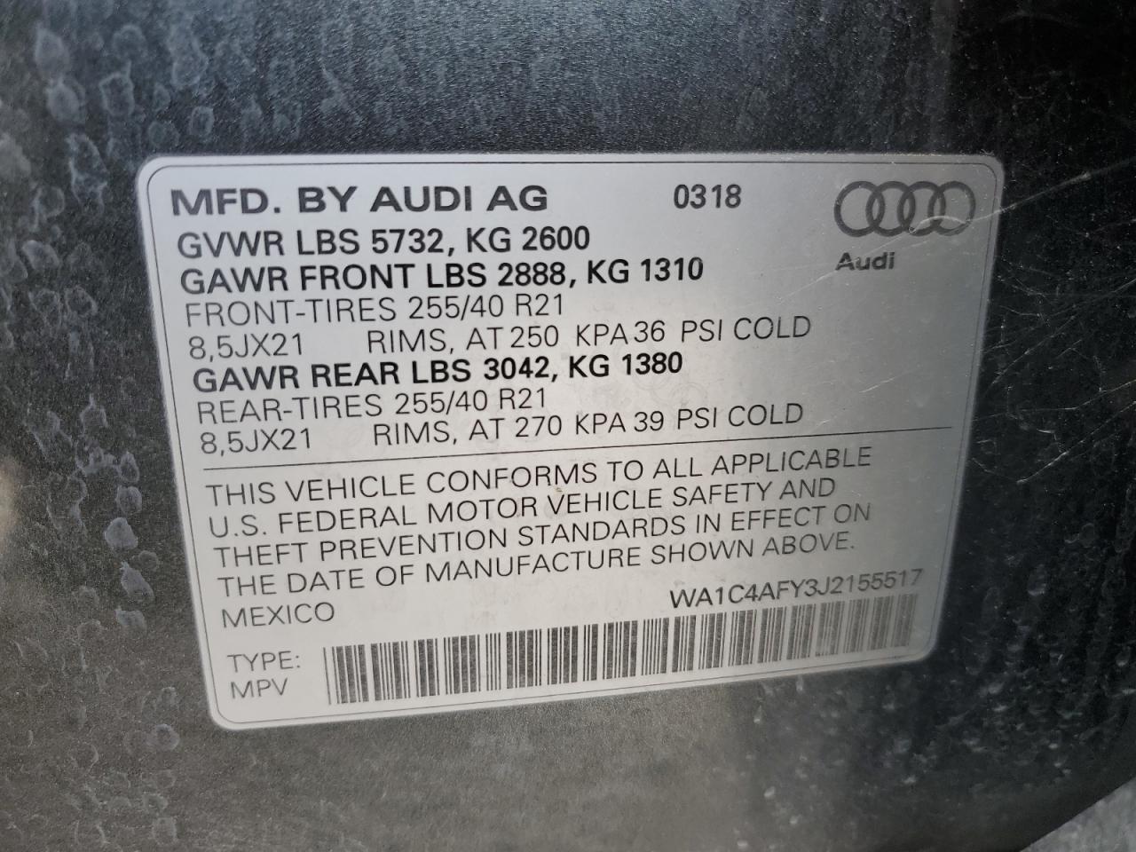 Photo 13 VIN: WA1C4AFY3J2155517 - AUDI SQ5 