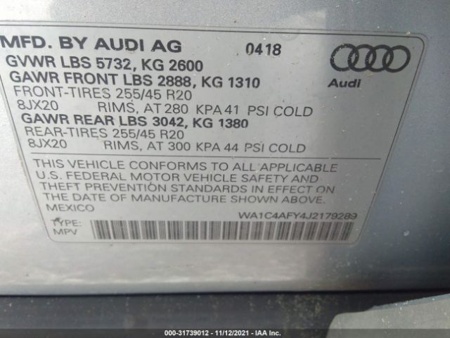 Photo 8 VIN: WA1C4AFY4J2179289 - AUDI SQ5 