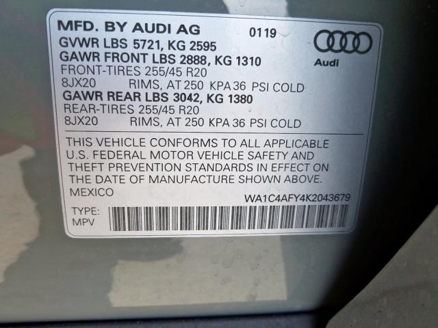 Photo 9 VIN: WA1C4AFY4K2043679 - AUDI SQ5 