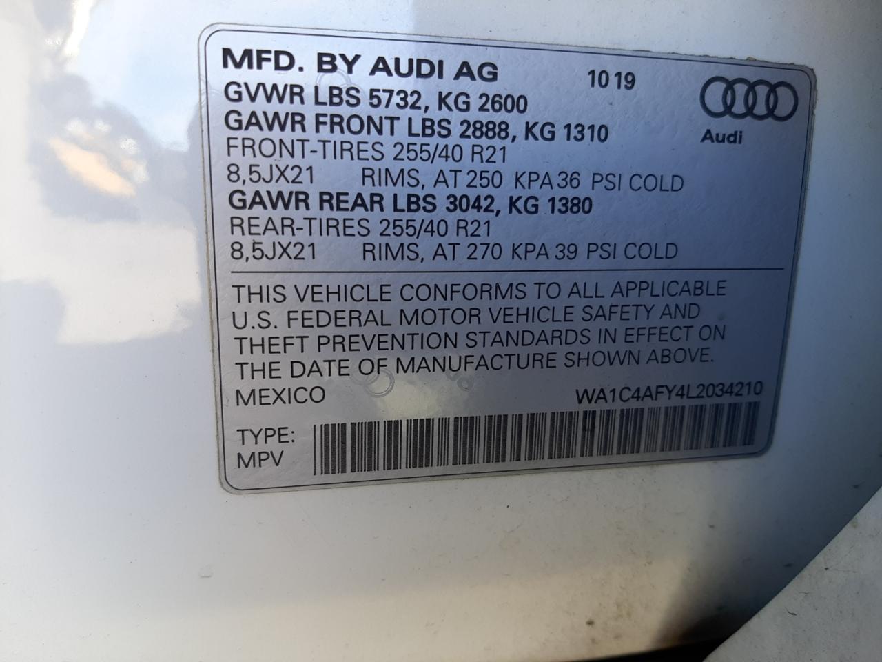 Photo 12 VIN: WA1C4AFY4L2034210 - AUDI SQ5 