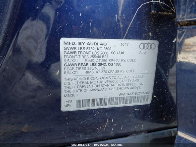 Photo 8 VIN: WA1C4AFY5J2075880 - AUDI SQ5 