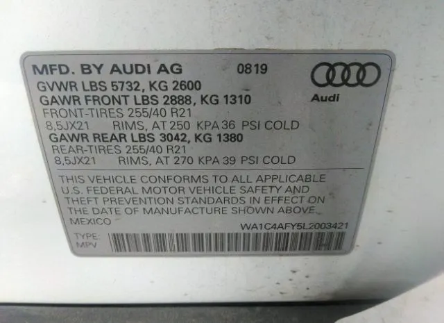 Photo 8 VIN: WA1C4AFY5L2003421 - AUDI SQ5 