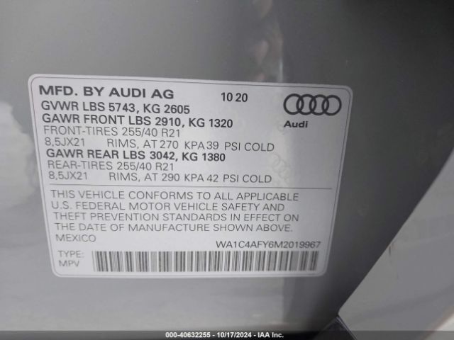 Photo 8 VIN: WA1C4AFY6M2019967 - AUDI SQ5 