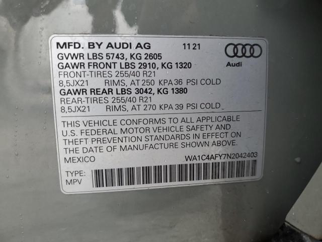 Photo 12 VIN: WA1C4AFY7N2042403 - AUDI SQ5 PRESTI 