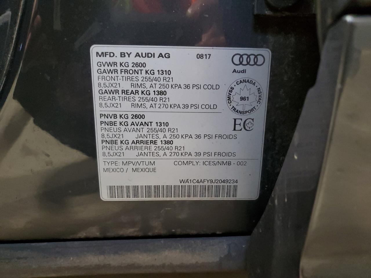 Photo 13 VIN: WA1C4AFY9J2049234 - AUDI SQ5 