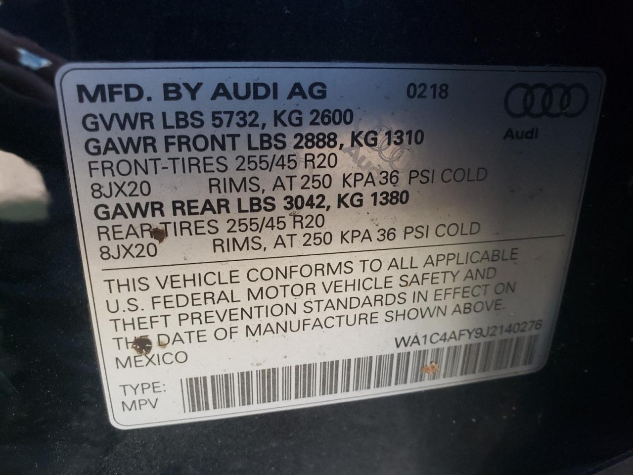 Photo 12 VIN: WA1C4AFY9J2140276 - AUDI SQ5 