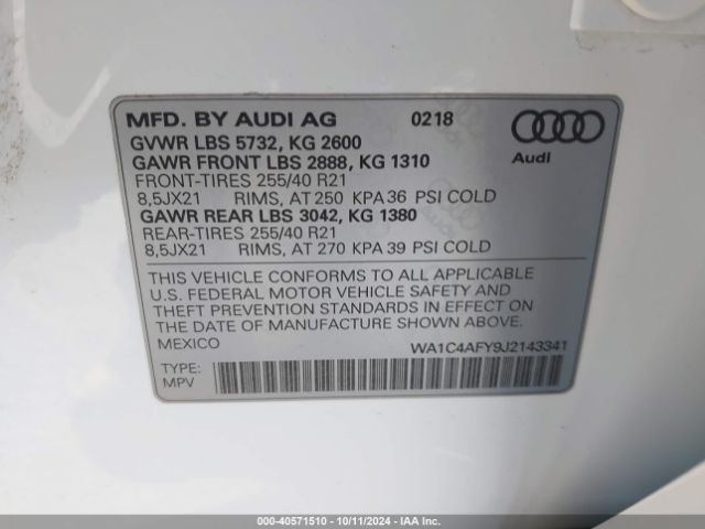 Photo 8 VIN: WA1C4AFY9J2143341 - AUDI SQ5 