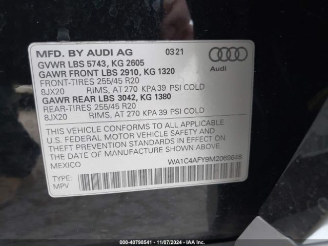 Photo 8 VIN: WA1C4AFY9M2069648 - AUDI SQ5 