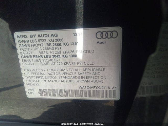 Photo 8 VIN: WA1C4AFYXJ2115127 - AUDI SQ5 