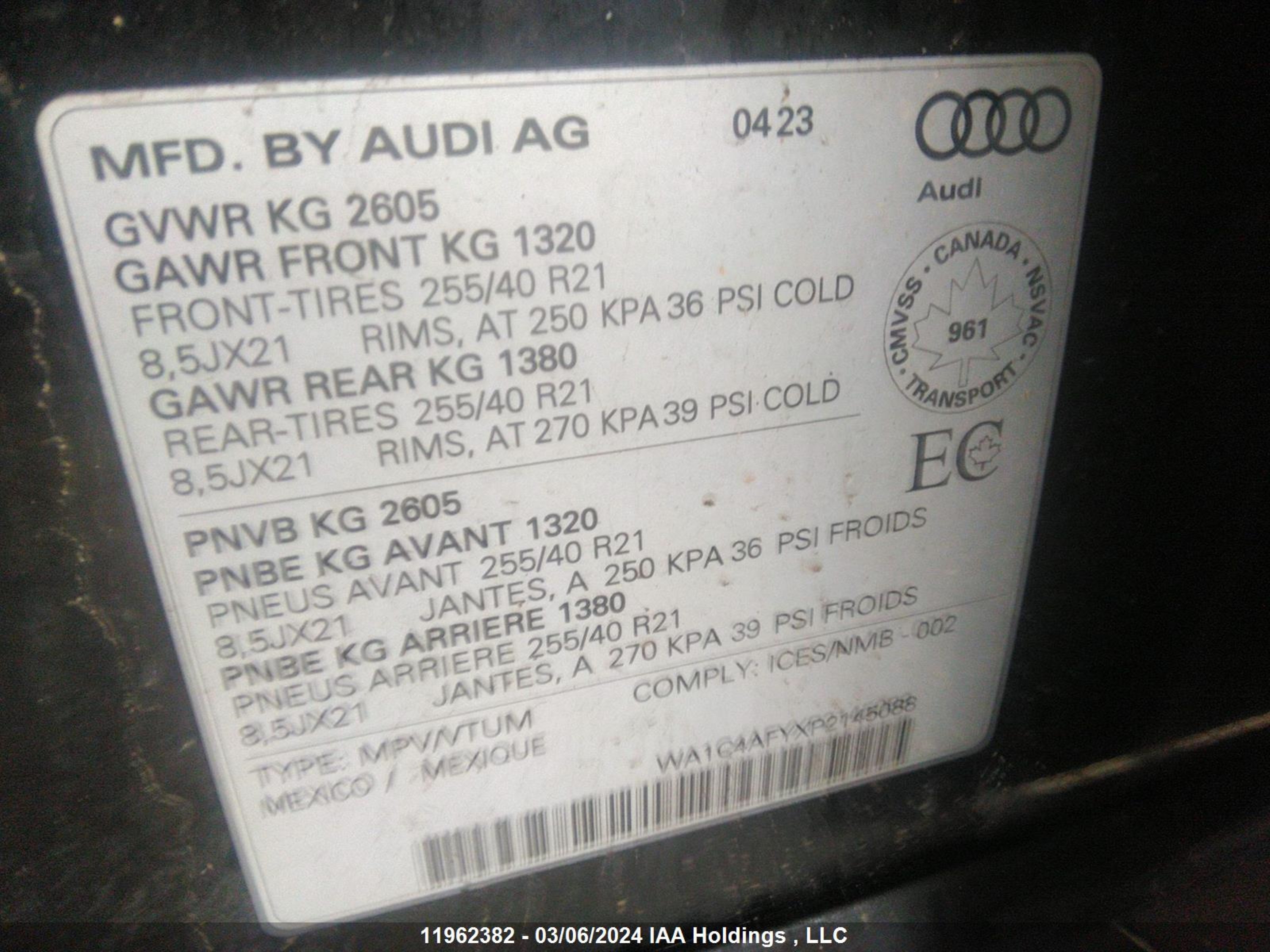 Photo 8 VIN: WA1C4AFYXP2145088 - AUDI SQ5 