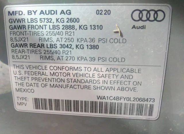 Photo 8 VIN: WA1C4BFY0L2068473 - AUDI SQ5 