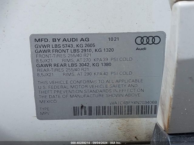 Photo 8 VIN: WA1C4BFY4N2034068 - AUDI SQ5 