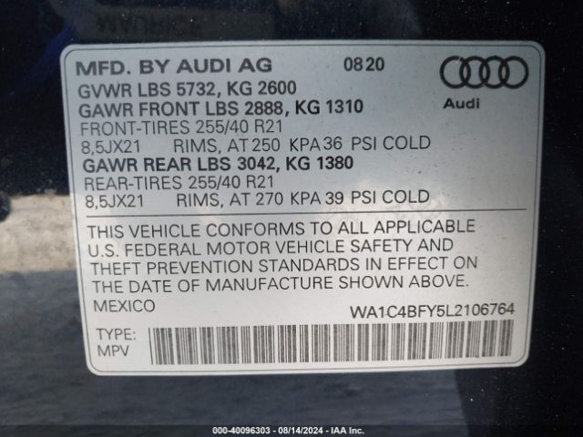 Photo 8 VIN: WA1C4BFY5L2106764 - AUDI SQ5 