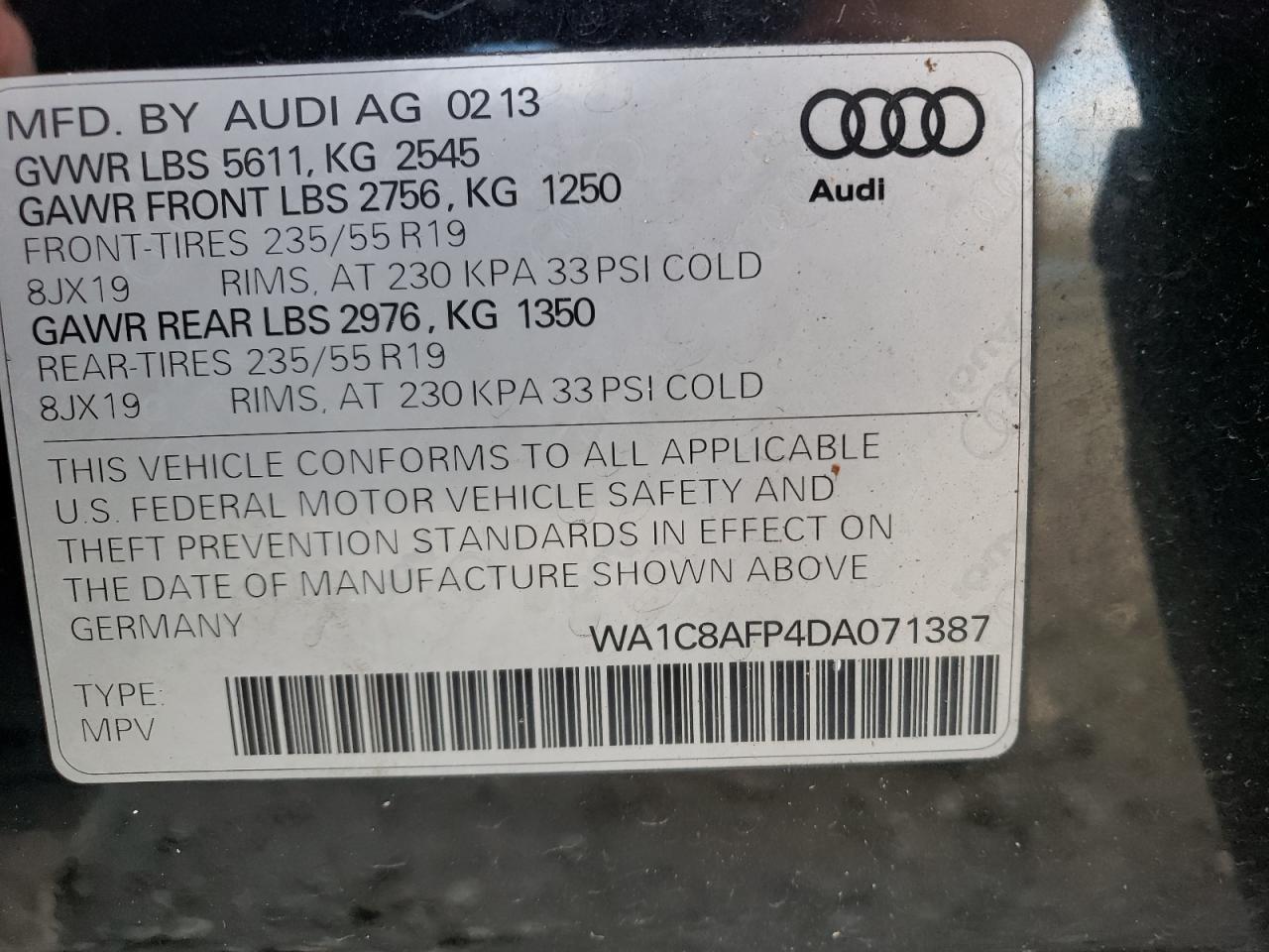 Photo 12 VIN: WA1C8AFP4DA071387 - AUDI Q5 