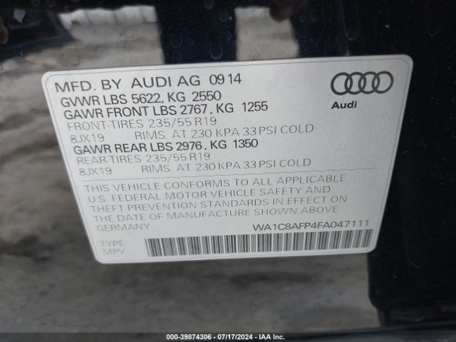 Photo 8 VIN: WA1C8AFP4FA047111 - AUDI Q5 