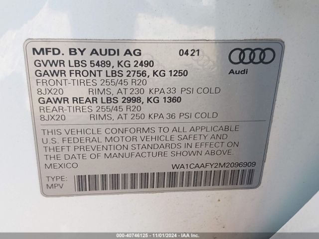 Photo 8 VIN: WA1CAAFY2M2096909 - AUDI Q5 