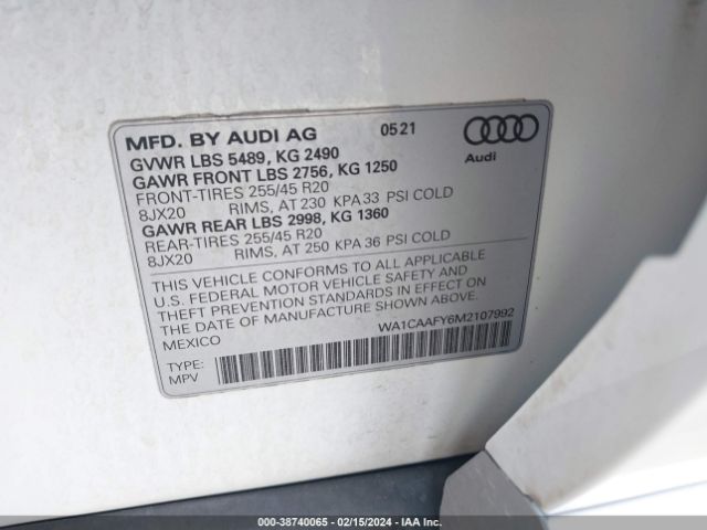 Photo 8 VIN: WA1CAAFY6M2107992 - AUDI Q5 