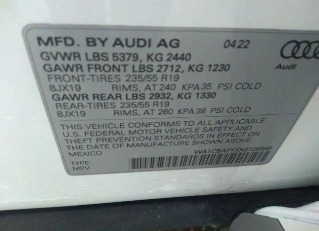 Photo 8 VIN: WA1CBAFYXN2108948 - AUDI Q5 