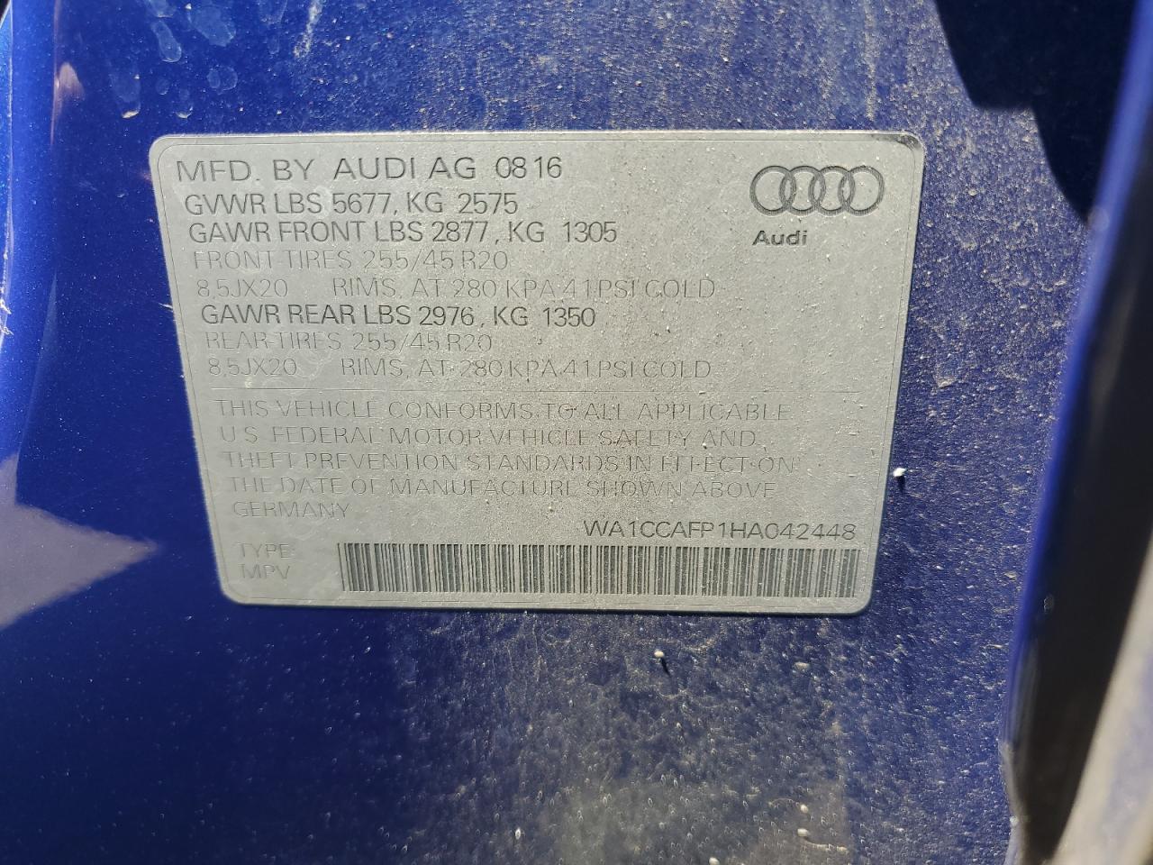 Photo 11 VIN: WA1CCAFP1HA042448 - AUDI SQ5 