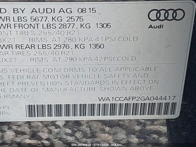 Photo 8 VIN: WA1CCAFP2GA044417 - AUDI SQ5 