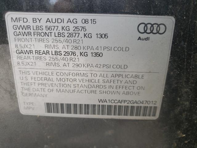 Photo 9 VIN: WA1CCAFP2GA047012 - AUDI SQ5 