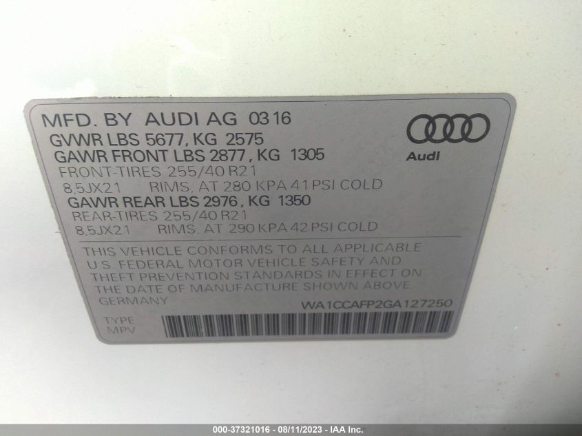 Photo 8 VIN: WA1CCAFP2GA127250 - AUDI SQ5 