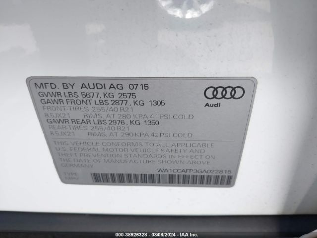 Photo 8 VIN: WA1CCAFP3GA022815 - AUDI SQ5 