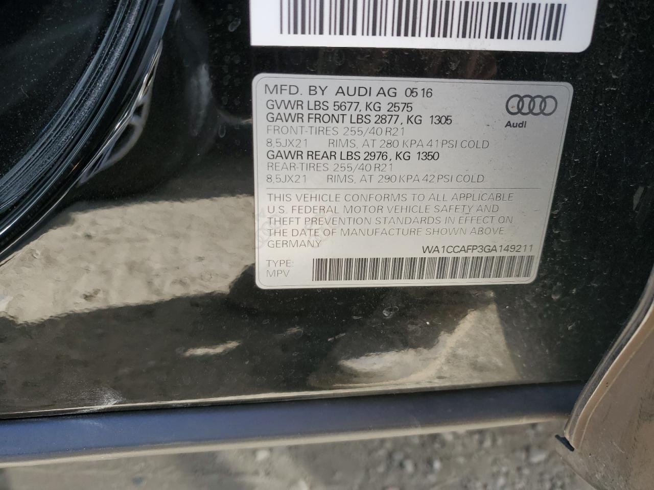 Photo 12 VIN: WA1CCAFP3GA149211 - AUDI SQ5 