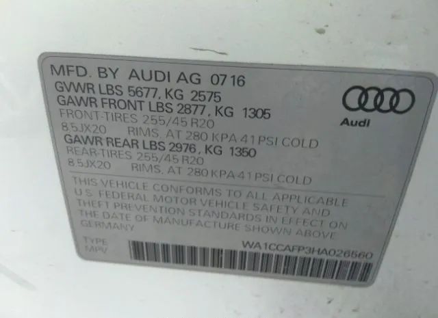 Photo 8 VIN: WA1CCAFP3HA026560 - AUDI SQ5 