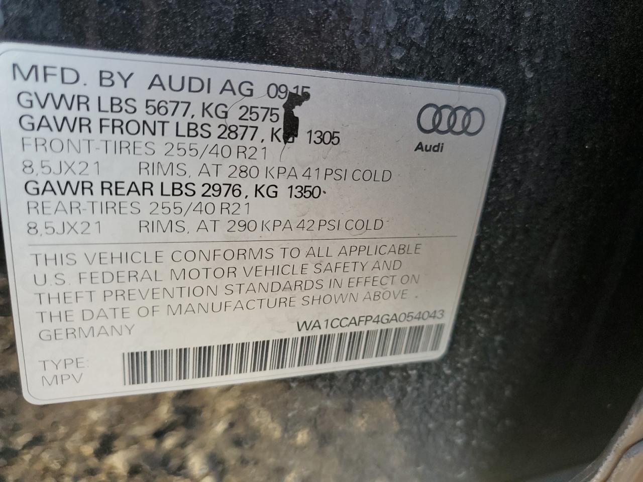 Photo 12 VIN: WA1CCAFP4GA054043 - AUDI SQ5 