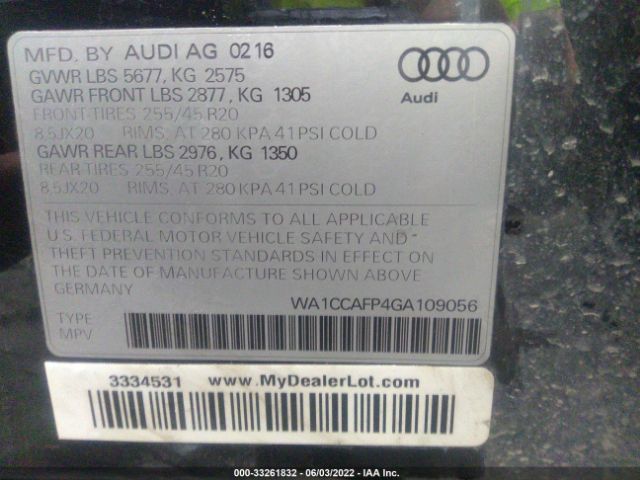 Photo 8 VIN: WA1CCAFP4GA109056 - AUDI SQ5 