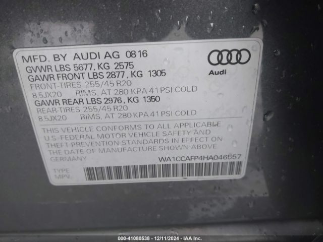 Photo 8 VIN: WA1CCAFP4HA046557 - AUDI SQ5 