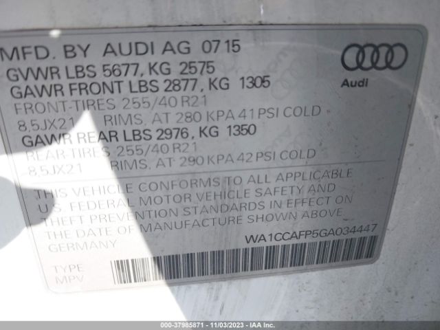 Photo 8 VIN: WA1CCAFP5GA034447 - AUDI SQ5 