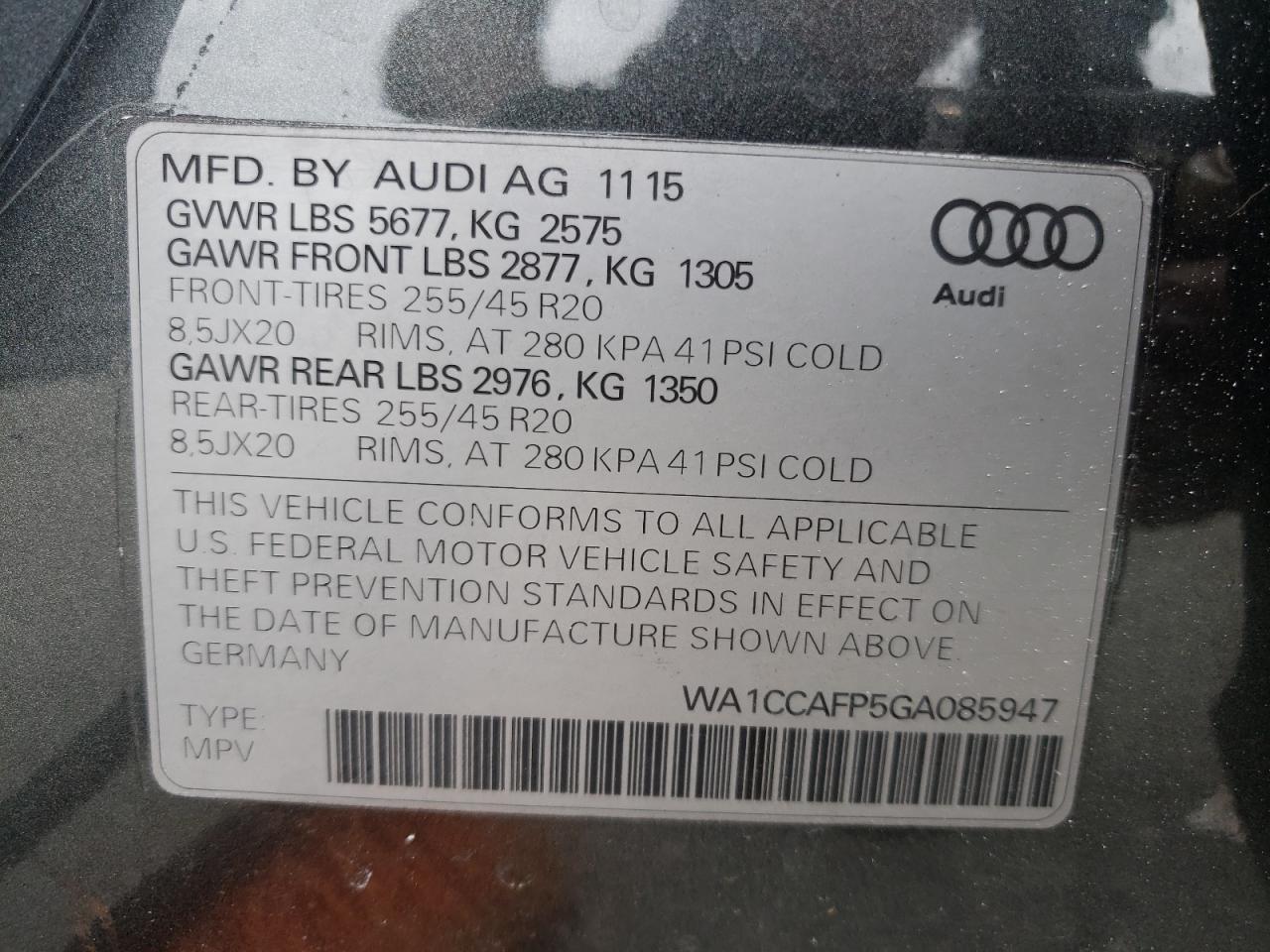 Photo 12 VIN: WA1CCAFP5GA085947 - AUDI SQ5 