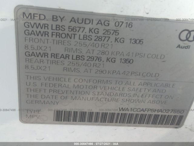 Photo 8 VIN: WA1CCAFP5HA027550 - AUDI SQ5 