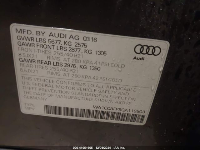 Photo 8 VIN: WA1CCAFP9GA119503 - AUDI SQ5 